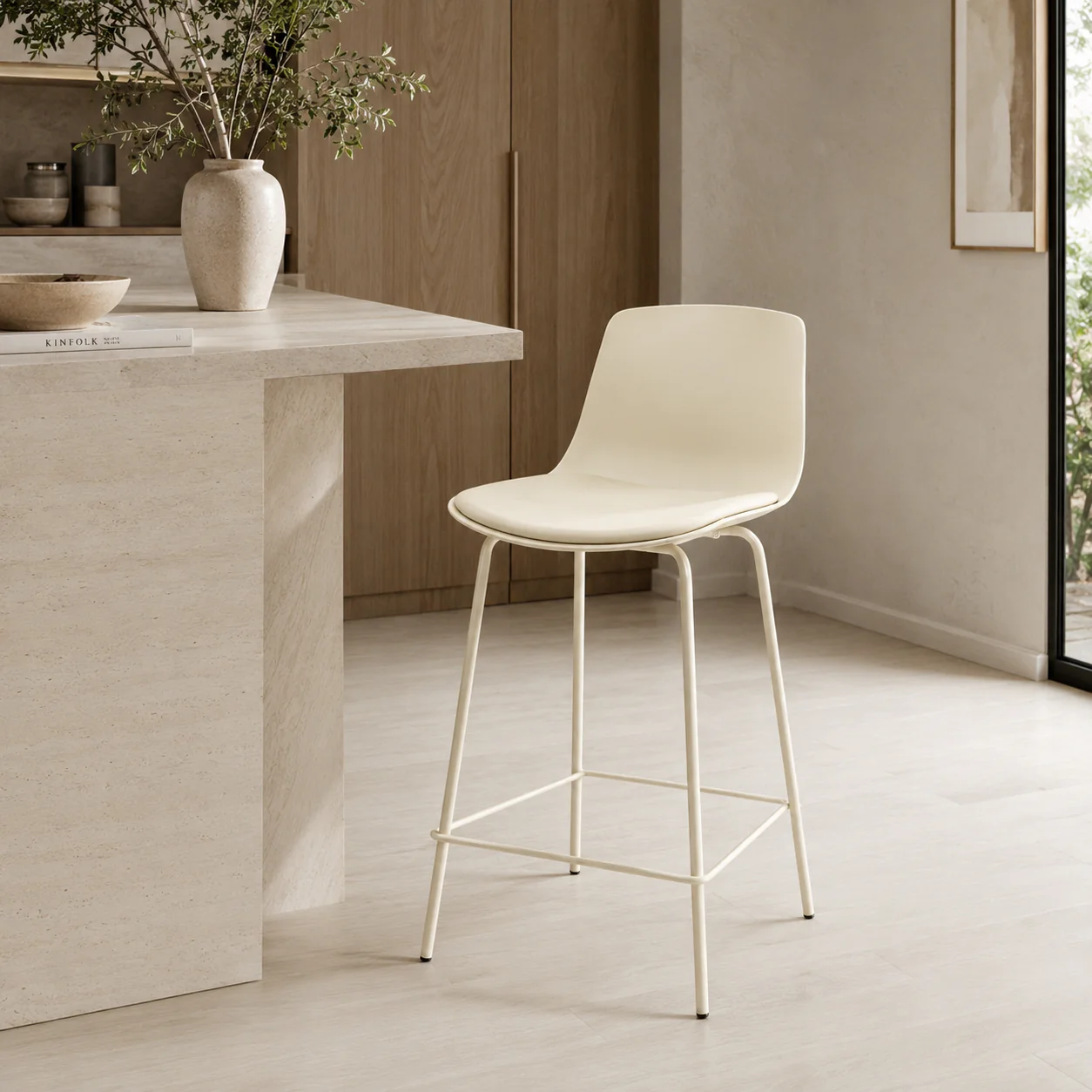 Agata Counter Stool - Neutral White - Image 2