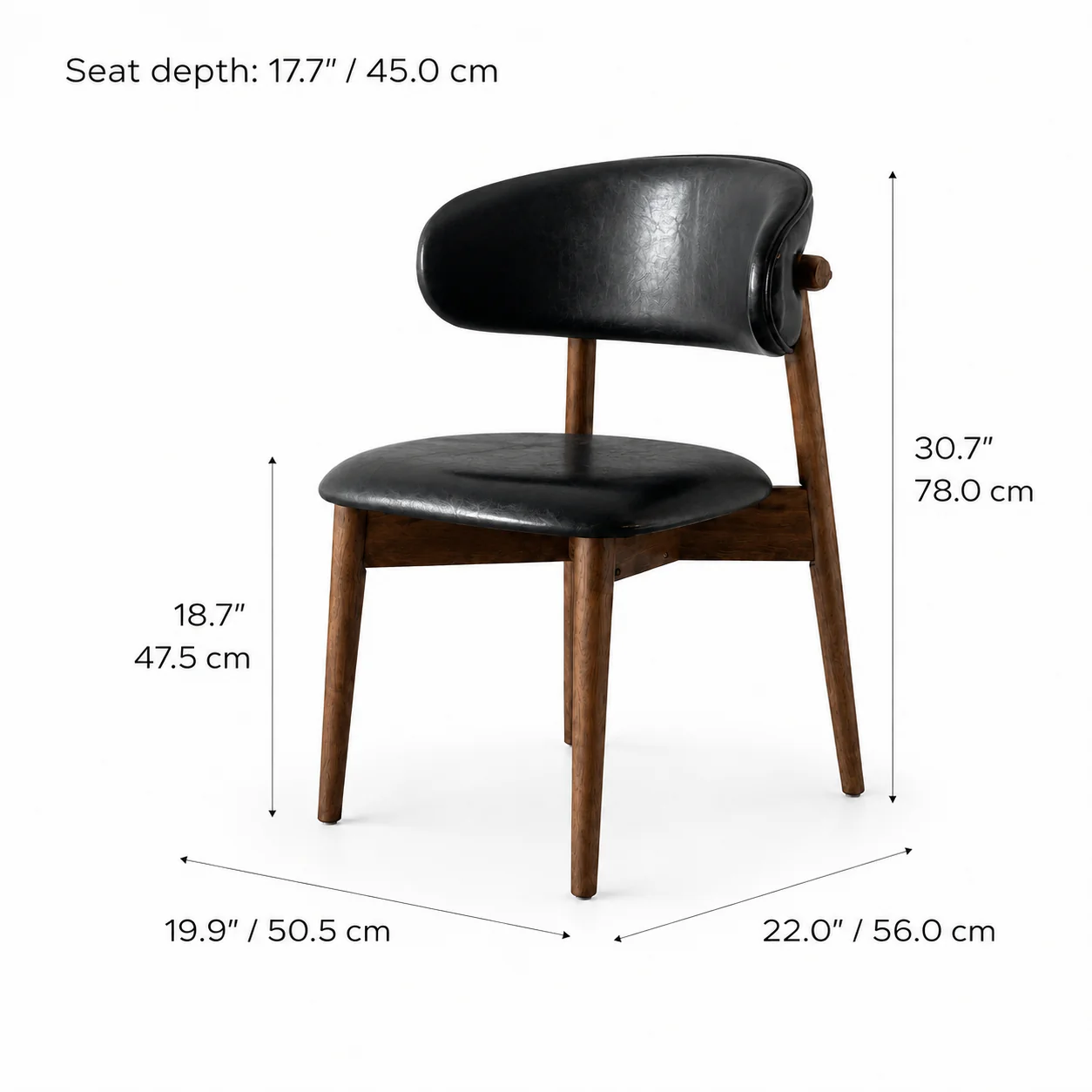 Blush Solid Wood Dining Chair - Walnut and Black - Image 7