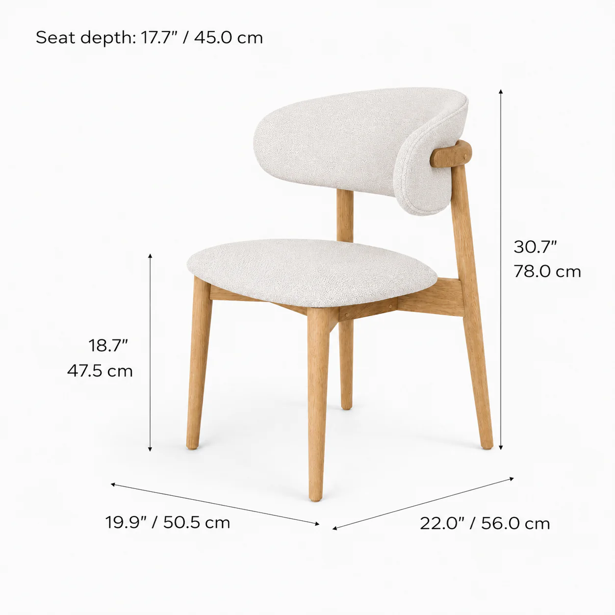 Blush Solid Wood Dining Chair - Natural Oak and Heathered Ivory - Image 7