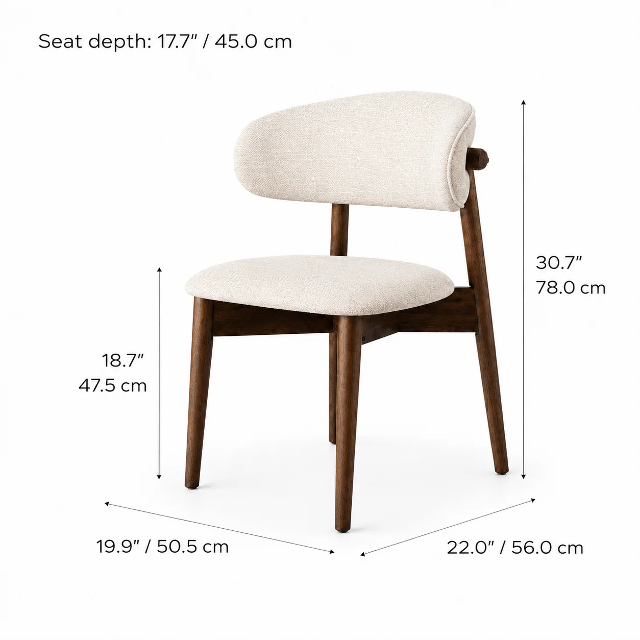 Blush Solid Wood Dining Chair - Walnut and Heathered Ivory - Image 7