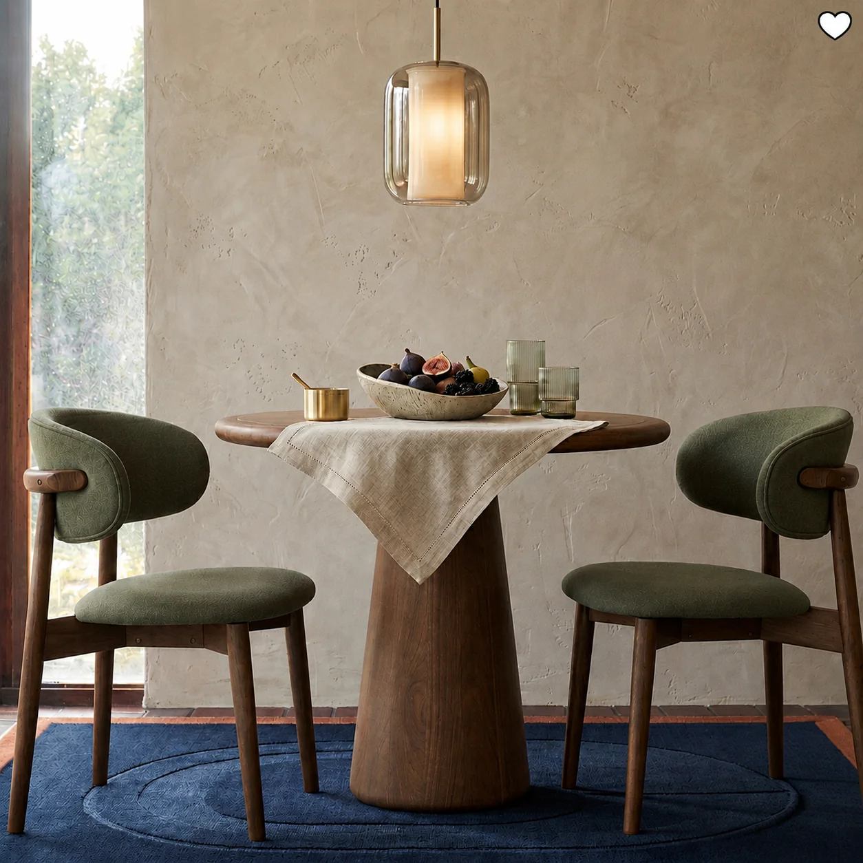 Blush Solid Wood Dining Chair - Walnut and Moss Green - Image 2