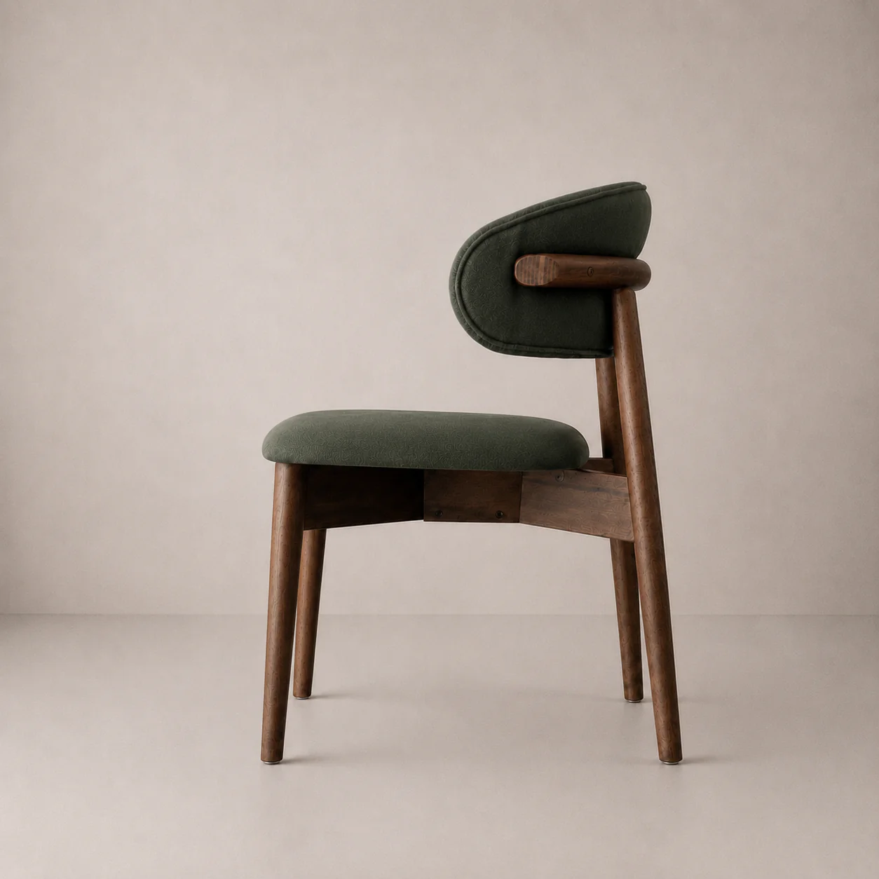Blush Solid Wood Dining Chair - Walnut and Moss Green - Image 4