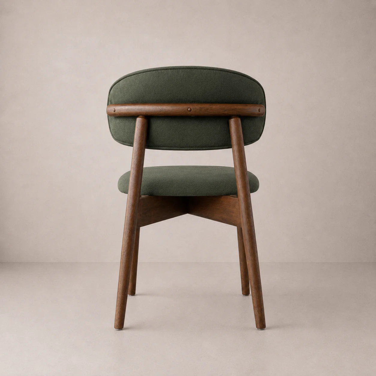 Blush Solid Wood Dining Chair - Walnut and Moss Green - Image 5