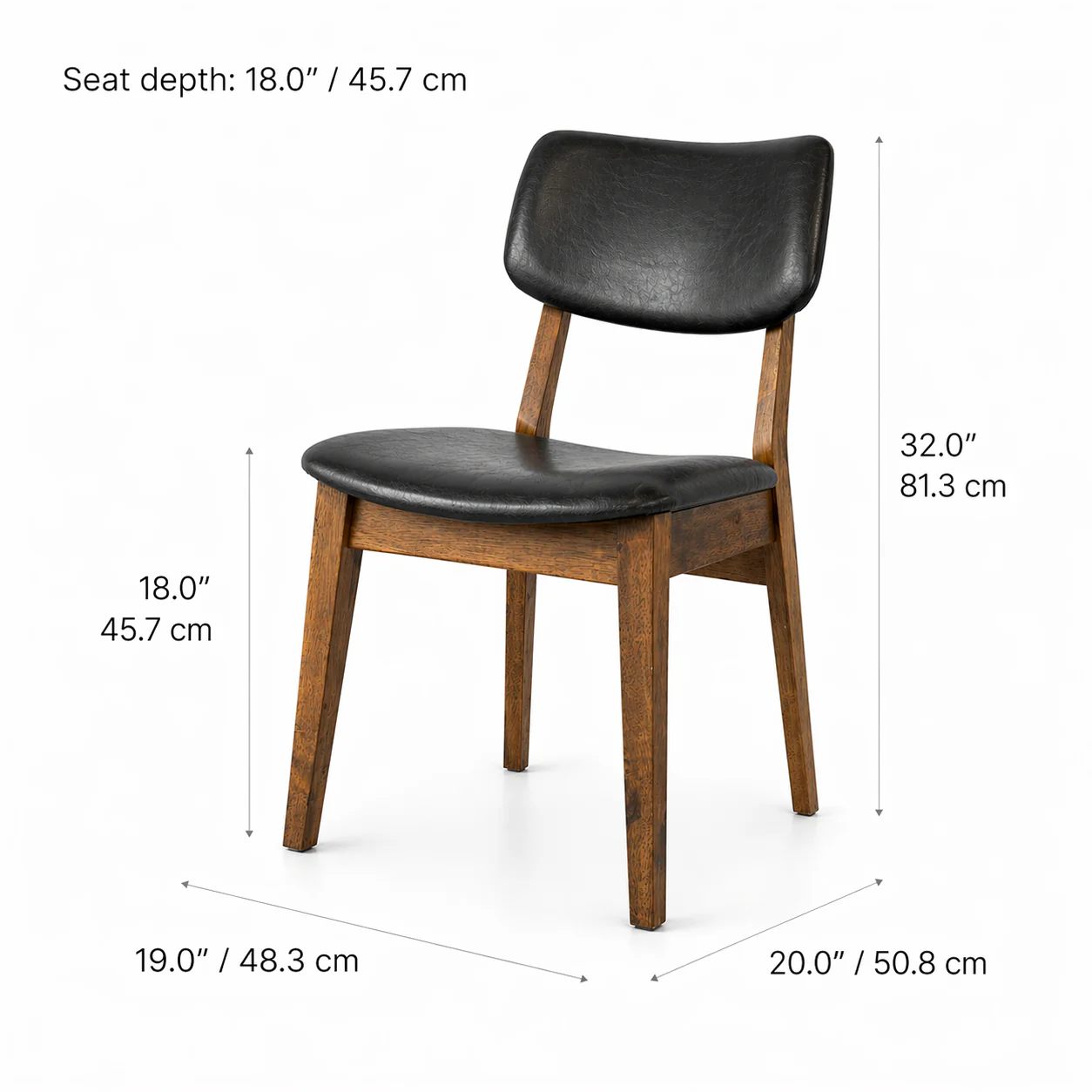 Clara Solid Wood Dining Chair - Smoked Oak and Black - Image 9