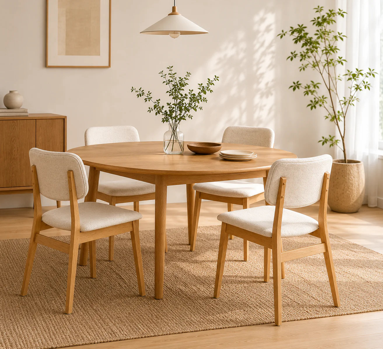 Clara Solid Wood Dining Chair - Natural Oak and Heathered Ivory - Image 2