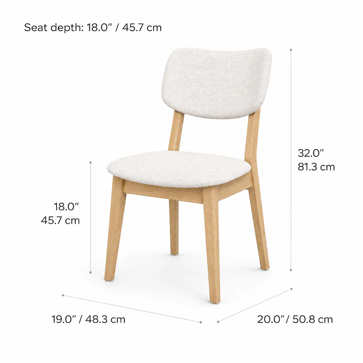 Clara Solid Wood Dining Chair - Natural Oak and Heathered Ivory - Image 8