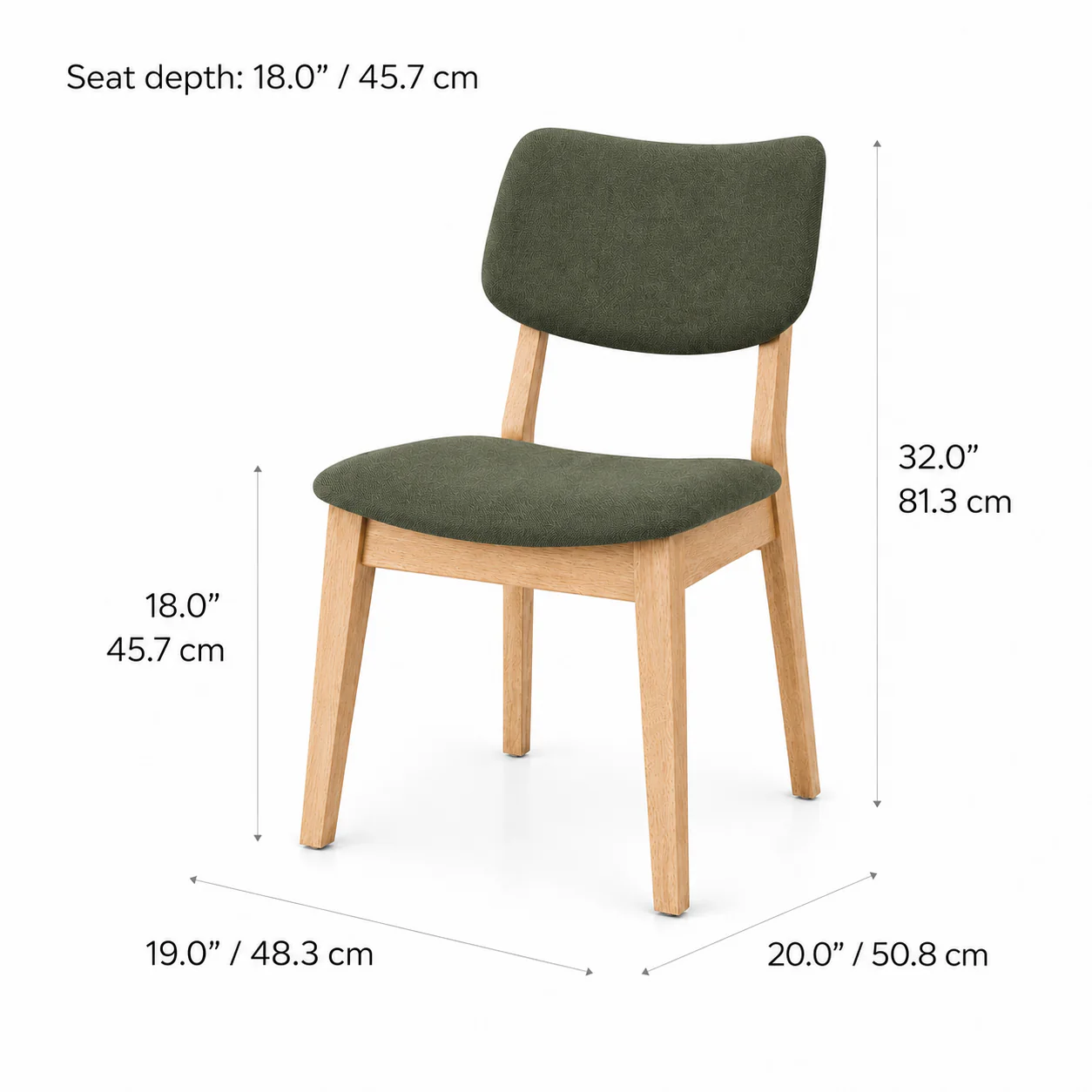 Clara Solid Wood Dining Chair - Natural Oak and Moss Green - Image 8