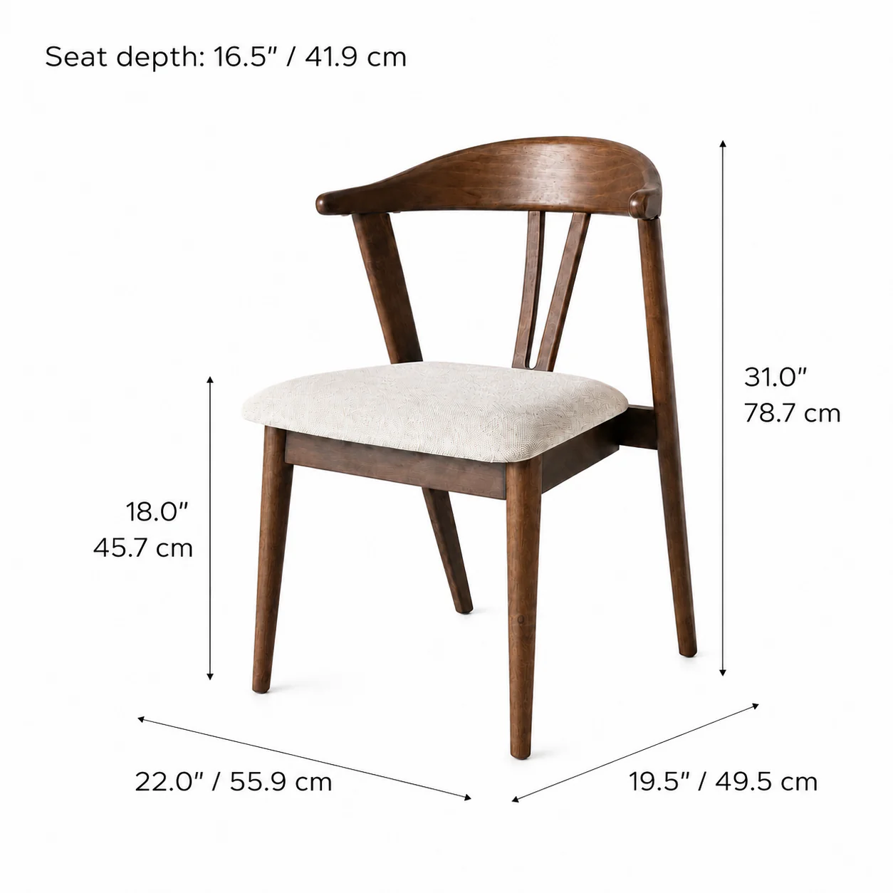 Eliza Solid Wood Dining Chair - Walnut and Heathered Ivory - Image 7