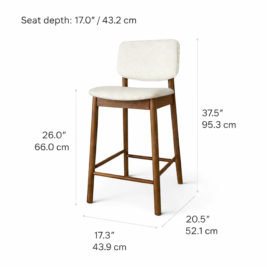 Ivy Solid Wood Counter Stool - Smoked Oak and Heathered Ivory - Image 8