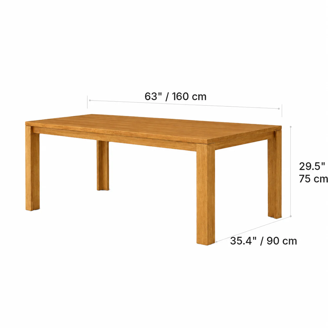 Vienna 63" Solid Wood Dining Table - Natural Oak - Image 6