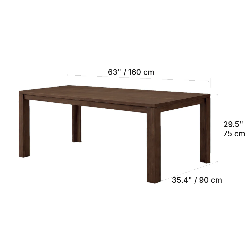 Vienna 63" Solid Wood Dining Table - Walnut - Image 7
